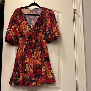Milly Vibrant Floral Puff Sleeve Mini Dress